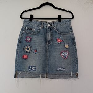 Superdry Blue Denim Skirt with Patches